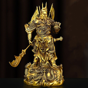 纯铜武财神九龙托宝关公背插五旗摆件家居客厅玄关装饰品乔迁开业