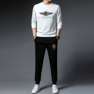 轻奢lvнck气质潮秋季新款男士时尚休闲运动圆领套装胖子品牌男装