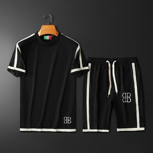 大牌lvнck奢侈品夏季男士休闲运动套装圆领短袖短裤大码胖子男装