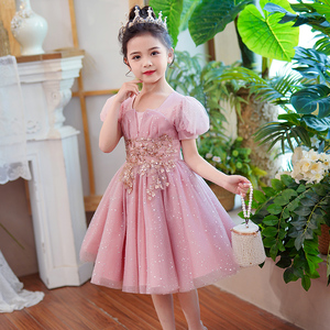 女童礼服公主裙2024新款儿童钢琴演出服洋气高端花童主持人连衣裙