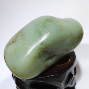 328克带翠色青玉籽料原石和田玉好型细润无修籽天然玉石料已结缘