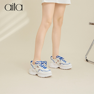 aita/艾塔厚底老爹鞋女ins潮鞋子2022夏新百搭网面透气运动休闲鞋