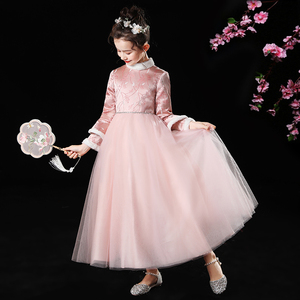 儿童礼服公主裙女童古装超仙中国风演出服加厚公主蓬蓬裙生日礼服