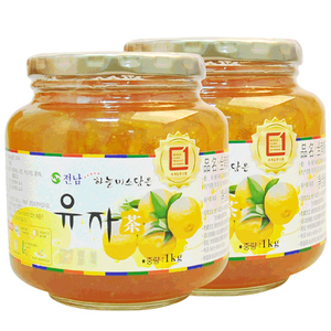韩国进口全南蜂蜜柚子茶1kg*2 泡水喝的水果茶蜜炼果冲饮果酱饮品