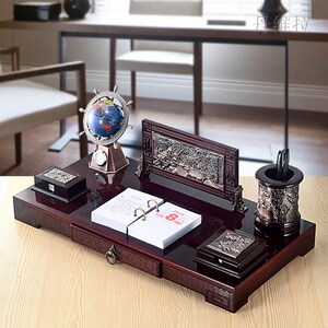 雅梦缇高档老板办公室桌面摆件装饰品创意文台笔筒招财摆设送领导