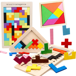 三角形拼图俄罗斯方块之谜 启蒙早教积木制益智宝宝男女儿童玩具