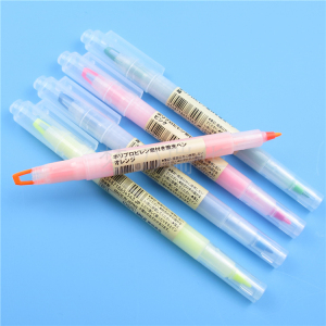muji无印良品pp双头视窗荧光笔可视小窗糖果色粉黄绿蓝橘