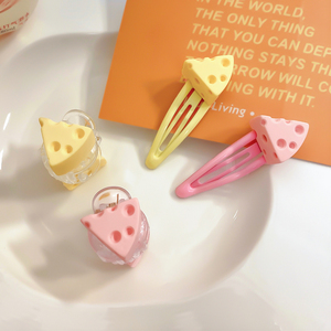 糖果色少女心~奶酪小发夹可爱抓夹网红2022年新款bb发卡夹子头饰