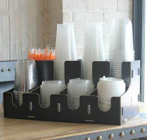 咖啡奶茶店放置物架子饮料杯架取杯架原木杯子展示架吧台用具用品
