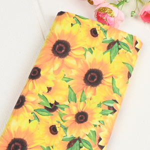 平纹薄棉布北欧风向日葵印花面料手工diy服装连衣裙面料全棉