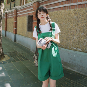 背带裤女短款可爱