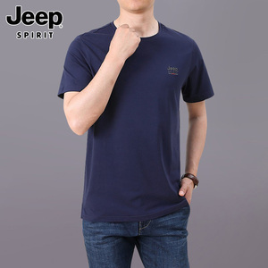 吉普jeep正品夏装圆领男士短袖t恤纯棉宽松大码休闲半袖体桖上衣