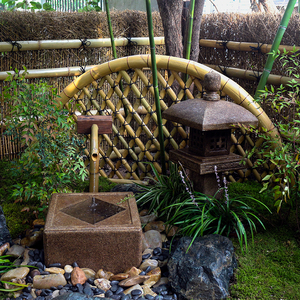 定制流水方形洗手钵 枯山水复古石盆 日式庭院禅意景观设计