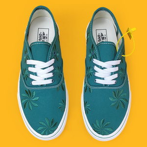 联名朴 万斯板鞋男女鞋lx高端线小花立体刺绣布鞋男夏季透气鞋