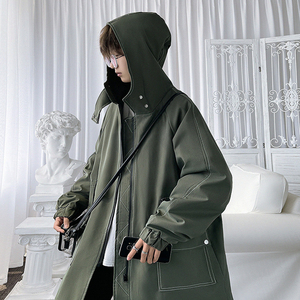 德系堑壕风衣外套男中长款军绿色巴尔马肯将校大衣海兵甲板服春秋