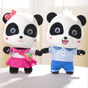 毛绒玩具宝宝巴士玩具 奇奇妙妙公仔 毛绒熊猫小玩偶套装角色六一