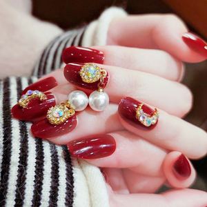 婚礼孕妇可用结婚红色穿戴新娘美甲贴片秀禾服可拆卸指甲中国风