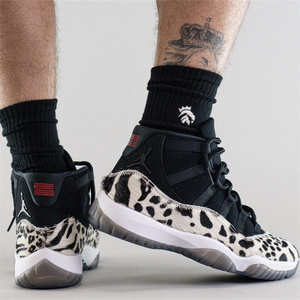 代购air jordan 11 aj11 斑马豹纹马毛拼接男女篮球鞋 ar0715-010
