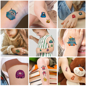 小怪兽卡通儿童纹身贴可爱趣味动漫防水一次性草本环保安全亲子纸