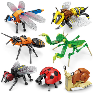 六一儿童节礼物积木昆虫家族玩具益智力拼装小颗粒动物男孩子拼图
