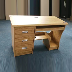 经典鸭嘴边防火板办公台家用电脑桌单人职员桌单张卡位带锁抽屉柜