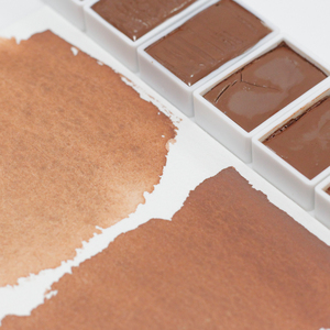 代赭 red ochre 天然矿物手工固体水彩颜料不透明红色赭石