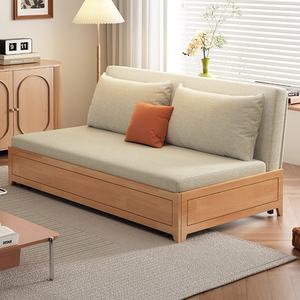 可折叠实木沙发床两用多功能客厅小户型新款推拉单双人可拆洗沙发