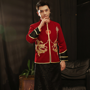 丝绒秀禾服新郎2020新款结婚秀和服男中式礼服秀禾男装禾秀服男生