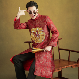 男士秀禾服2020新款男装中式结婚礼服中国风新郎装马褂式秀禾男款