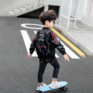 童装儿童男童皮衣外套2019新款宝宝韩版小童男孩春秋中性皮夹克潮