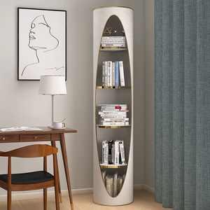 幼儿园图书馆圆柱书架绘本馆阅读休息区弧形实木绕柱子书架3人付款