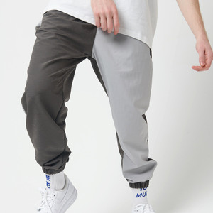 nought group 2019ss阴阳灰白双色拼接束脚男女运动潮流休闲长裤