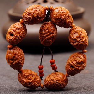 天然橄榄核雕文玩钟馗手串男士民族风手链