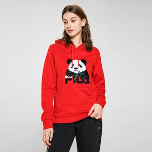 斐乐国内代购女装女式卫衣熊猫图案时尚潮流百搭连帽卫衣女018262