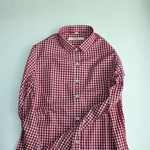 小春秋黑白格子衬衫女长袖方格纹纯棉细格子红色蓝白粉色红白清新