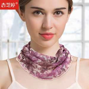 真丝围脖女春秋薄套头围巾防晒小丝巾领圈百搭假领桑蚕丝护颈脖套