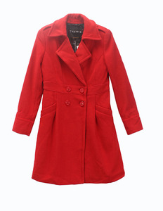品余单女装毛昵外套秋冬季红色中长款显瘦百搭保暖大衣