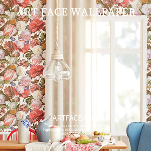 【ARTFACE软装】柔然荷兰墙纸 轻奢复古大花背景墙壁纸卧室美式
