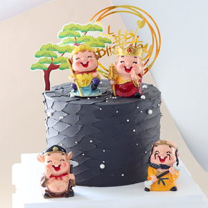 西游记主题烘焙蛋糕装饰摆件孙悟空猪八戒儿童生日蛋糕装扮插卡