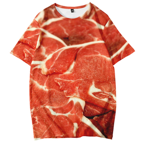 五花肉t恤 恶搞笑创意3d猪肉牛肉五花肉衣服 ins同款 上衣
