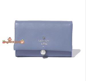 日本代购直邮LANVIN en Bleu珍珠装饰牛皮迷你小零钱包卡包