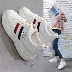 两条杠小白鞋女2019春季新款厚底板鞋白色休闲白鞋原宿ulzzang女