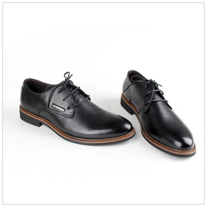 红蜘蛛2018夏新款男休闲皮鞋正装皮鞋尖头系带真皮透气低帮耐磨底