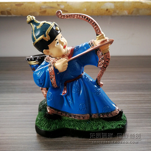 蒙古族特色卡通摆件 小孩射箭笔筒 内蒙古工艺品 草原旅游纪念品