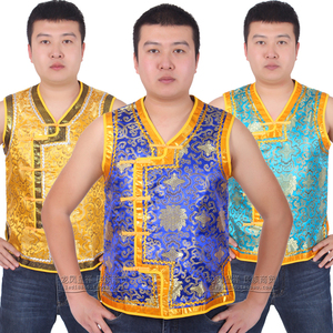 蒙古族服装男士马甲宽松版少数民族风特色坎肩成人短款舞蹈演出服