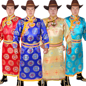 蒙古服装男士蒙古袍传统长袍蒙古族表演出舞蹈服男蒙古婚礼新郎服