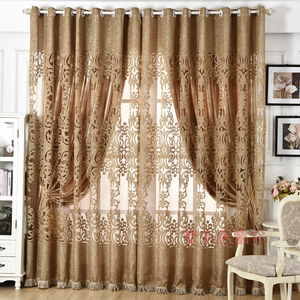 现代简约定制窗帘成品布料雕花烂花窗纱 客厅卧室全遮光阳台
