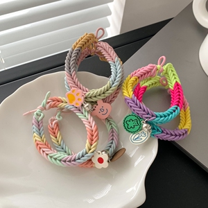 2个装 糖果色编织发绳情侣闺蜜头绳可做手链男朋友皮套少女心发饰