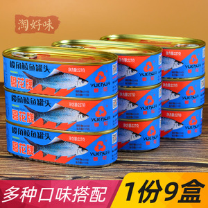 9盒罐头鱼粤花榄角鲮鱼豆豉鲜榨鲮鱼罐头鱼即吃乌榄广东海产鲜香