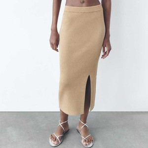 ZA家夏季新款欧美风女装气质金属色线针织迷笛裙半裙 3519049 303